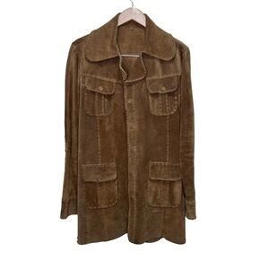 Vintage 60s 70s Handcrafted Leather Suede Jacket Size Small